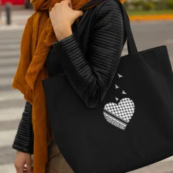 Pins & Accessories | Gifts Under $30*Wear The Peace Kufiya Heart Jumbo Tote Bag