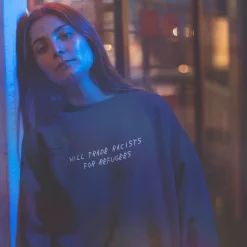 Crewnecks*Wear The Peace Trade Racists For Refugees Crewneck